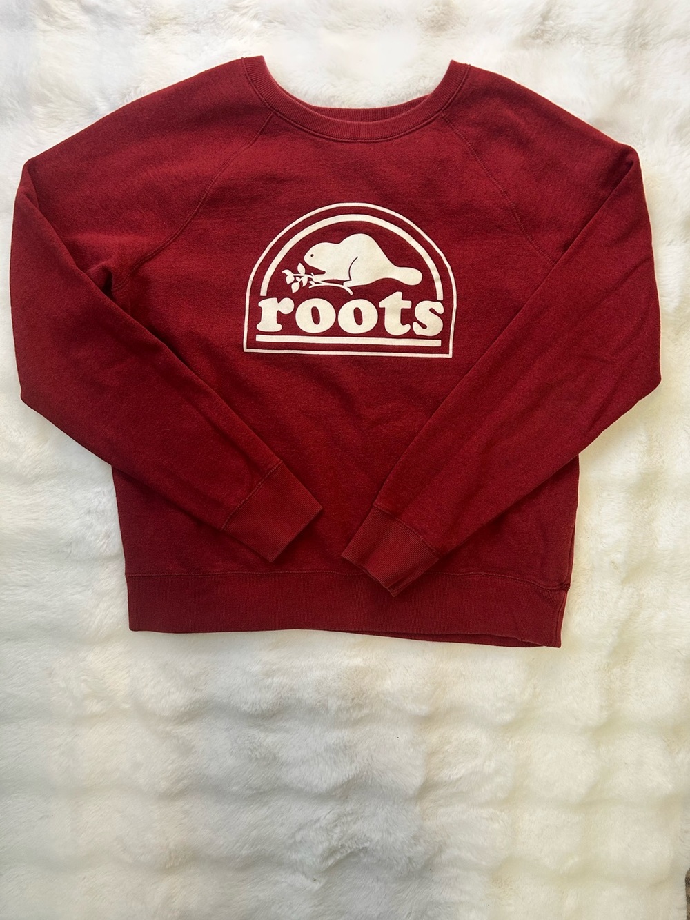 Roots Men's Burgundy Crewneck with White Logo